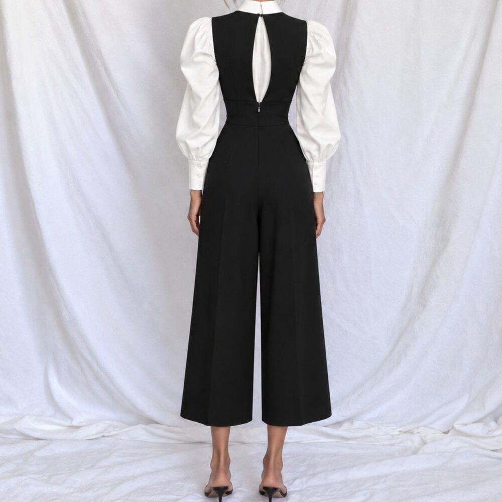 Vintage Y2K BCBG Maxazria Business Cropped Culotte Wide Leg Jumpsuit Size S/M - Picture 4 of 11